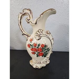 VINTAGE, GILDED, ORNATE CERAMIC, PITCHER/JUG/FLORAL VASE, SINGLE‎ ROSE,